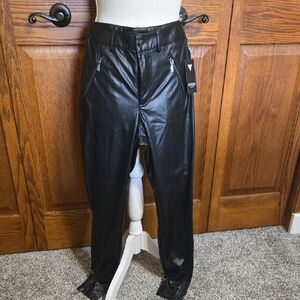 Guess Women's Sleek Black Faux Leather Pants